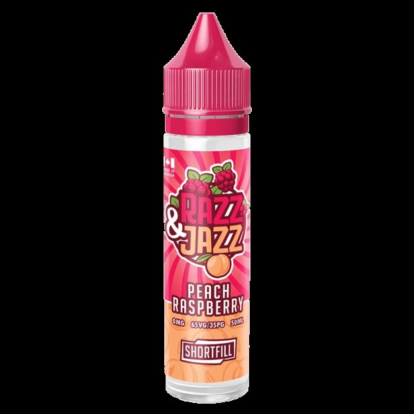 PEACH RASPBERRY E LIQUID BY RAZZ & JAZZ 50ML 70VG