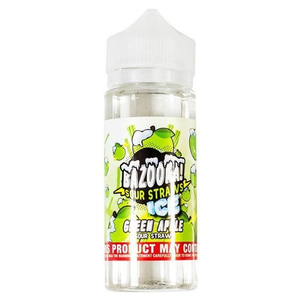 GREEN APPLE ICE SOUR STRAWS E-LIQUID BY BAZOOKA 100ML 70VG