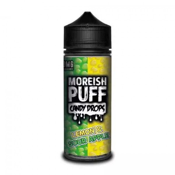 LEMON & SOUR APPLE E LIQUID BY MOREISH PUFF - CANDY DROPS 100ML 70VG