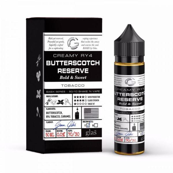 BUTTERSCOTCH RESERVE E LIQUID BY GLAS BASIX 50ML 70VG