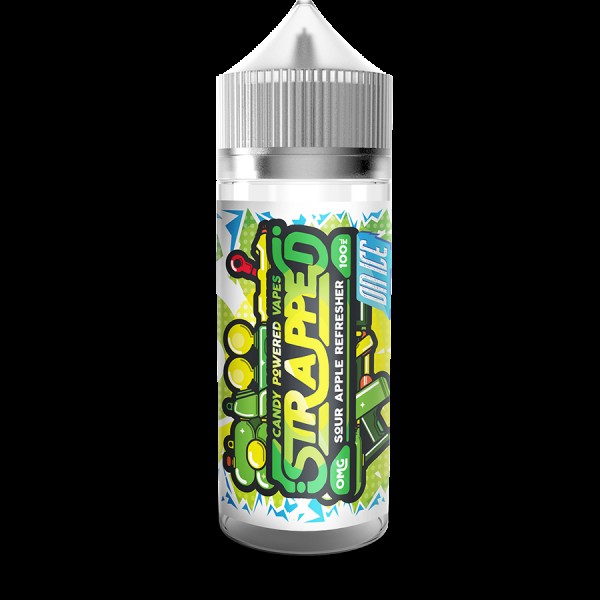 SOUR APPLE REFRESHER ON ICE E LIQUID BY STRAPPED 100ML 70VG